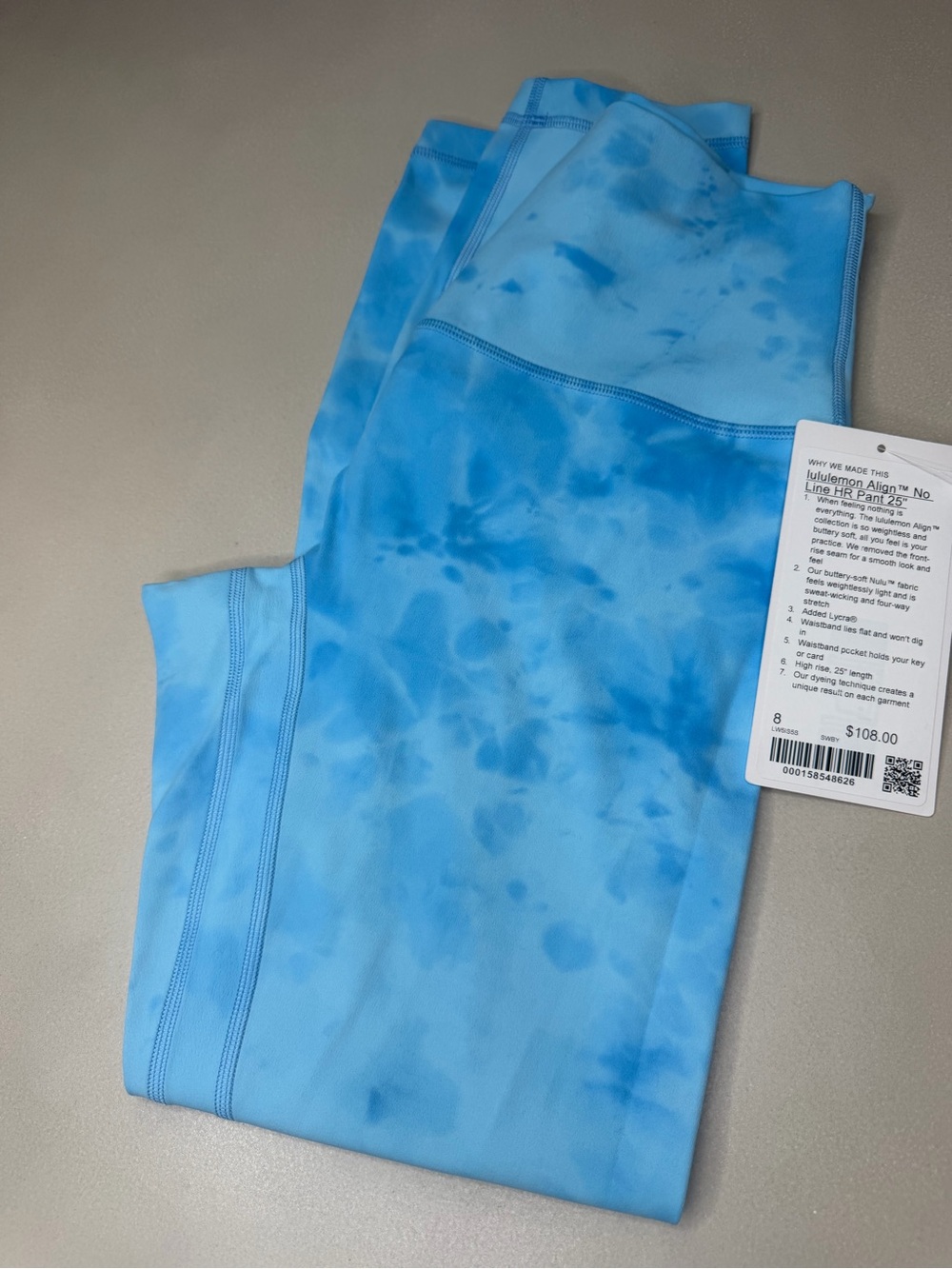 Lululemon High-Rise Blue Tie-Dye Performance Leggings NWT - Picture 4 of 5